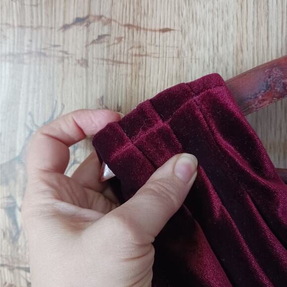 Vintage Jbs Ltd Wine Velvet Draped Neckline Blouse Size Medium - Picture 4 of 6